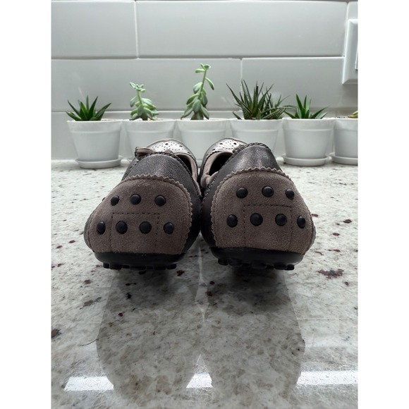 Tod's Women's Size 36.5 (US 6.5) Metallic Taupe Suede Tassel Driving Flats - Picture 13 of 13